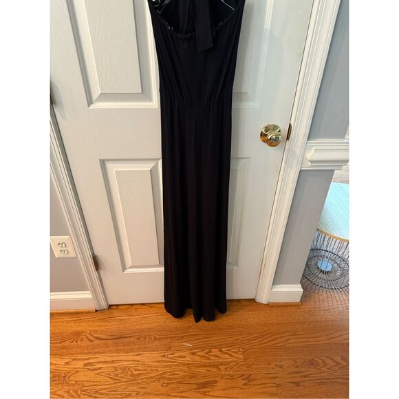 Cache Black Jersey Chain Adorned Halter Tie Maxi Dress sz XS - Picture 5 of 6